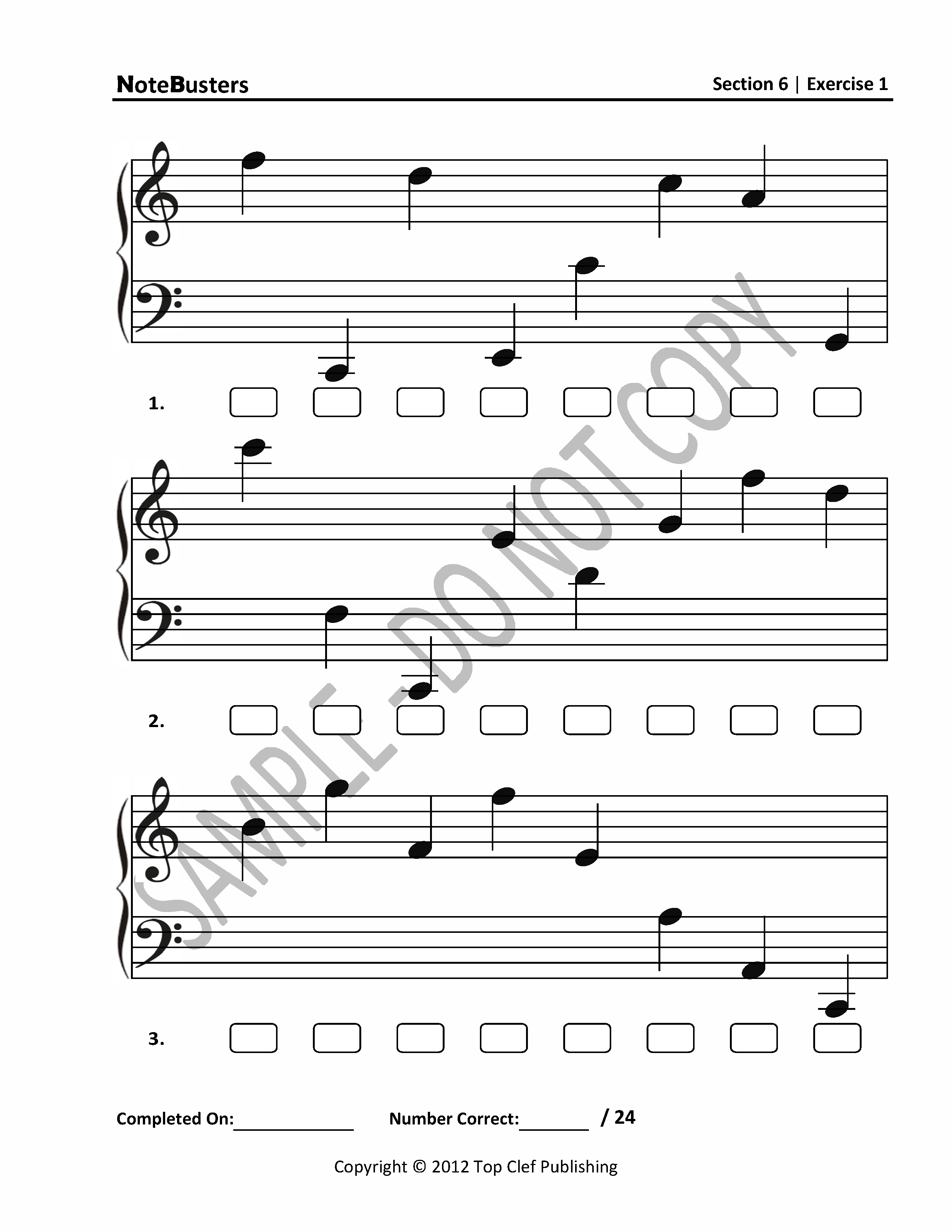 Notebusters Sight Reading Music Workbook Section 6 Sample