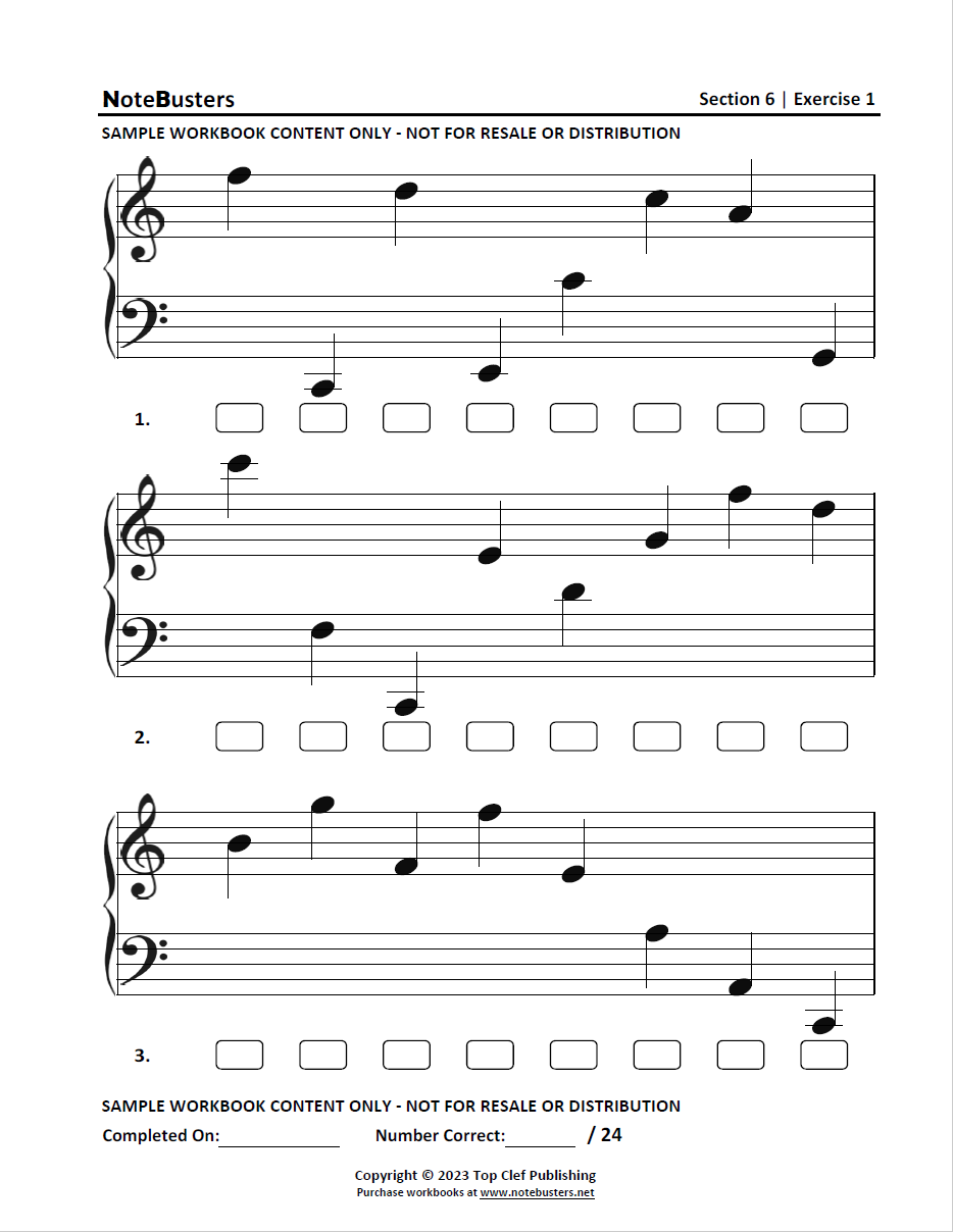 Sight Reading Sheet Music Exercises From Notebusters Section 6